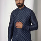 Navy Embroidered Nehru Jacket with Kurta Set - Spring Break