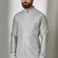 Grey Embroidered Nehru Jacket with Kurta Set - Spring Break