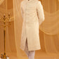 Ivory Geometric Embroidered Sherwani Set