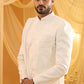 White Floral Embroidered Sherwani Set