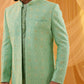 Mint Green Embroidered Open Jacket Kurta Set