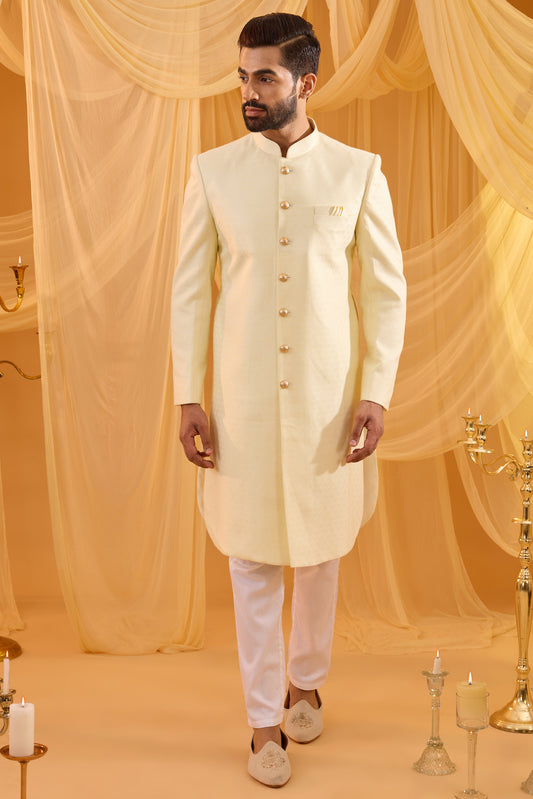 Ivory Jacquard Sherwani Set