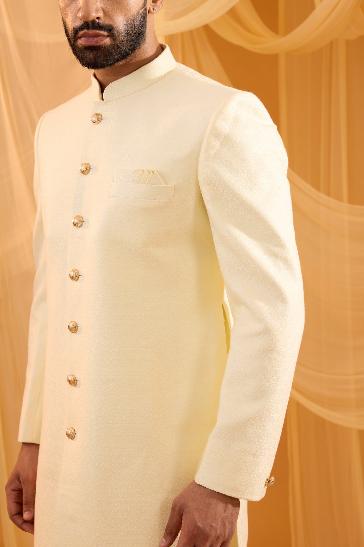 Ivory Jacquard Sherwani Set