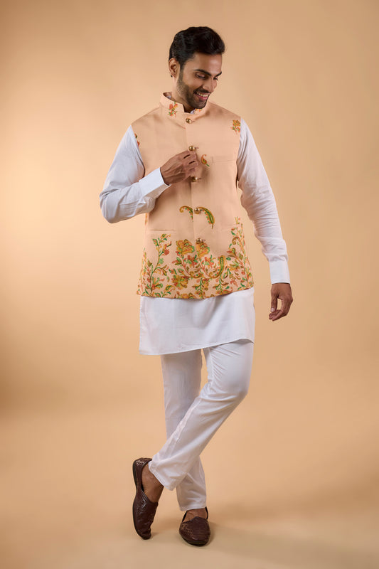 Botanical Print Bundi Jacket Set