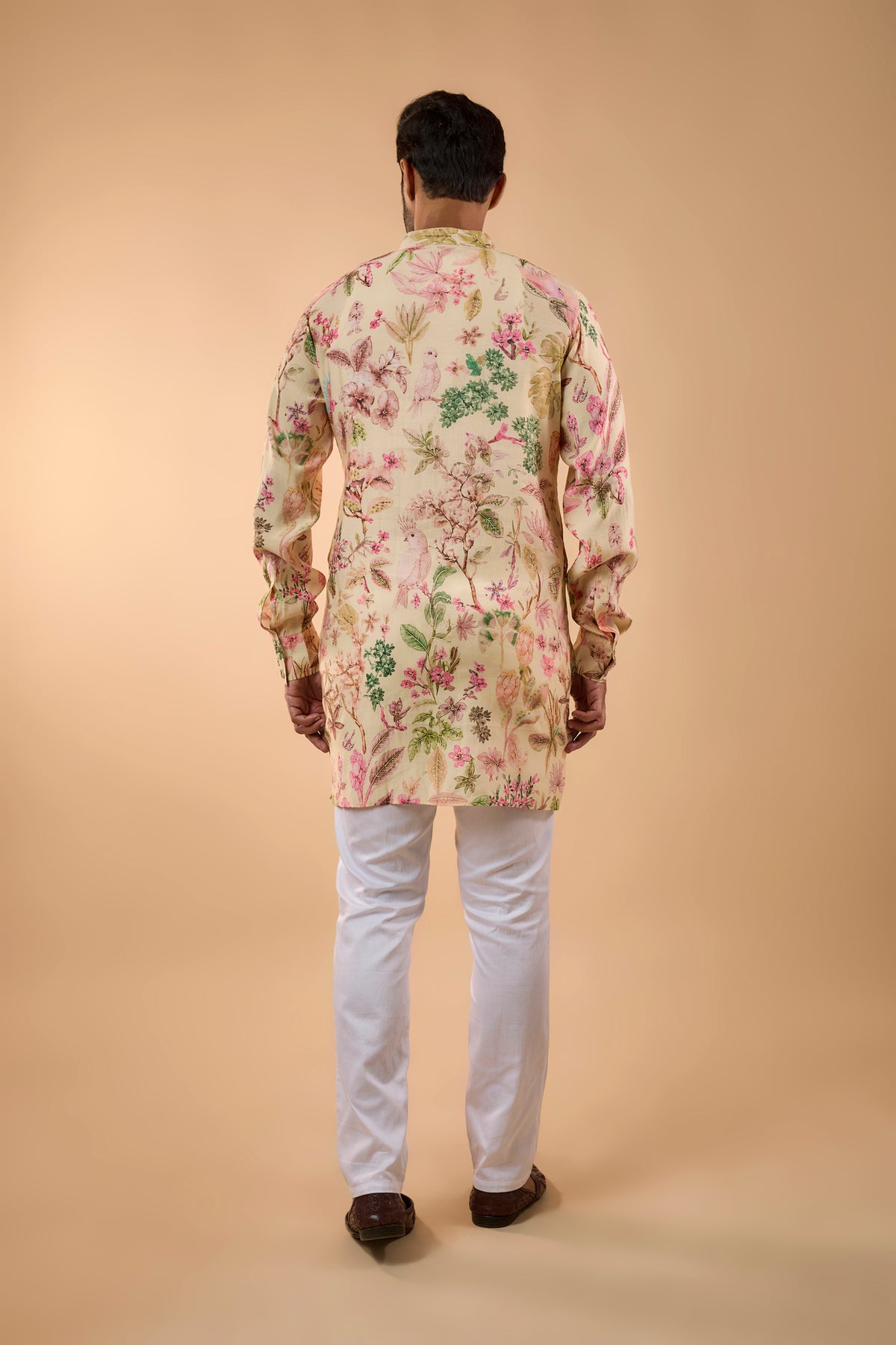 Cream Floral Print Kurta Set