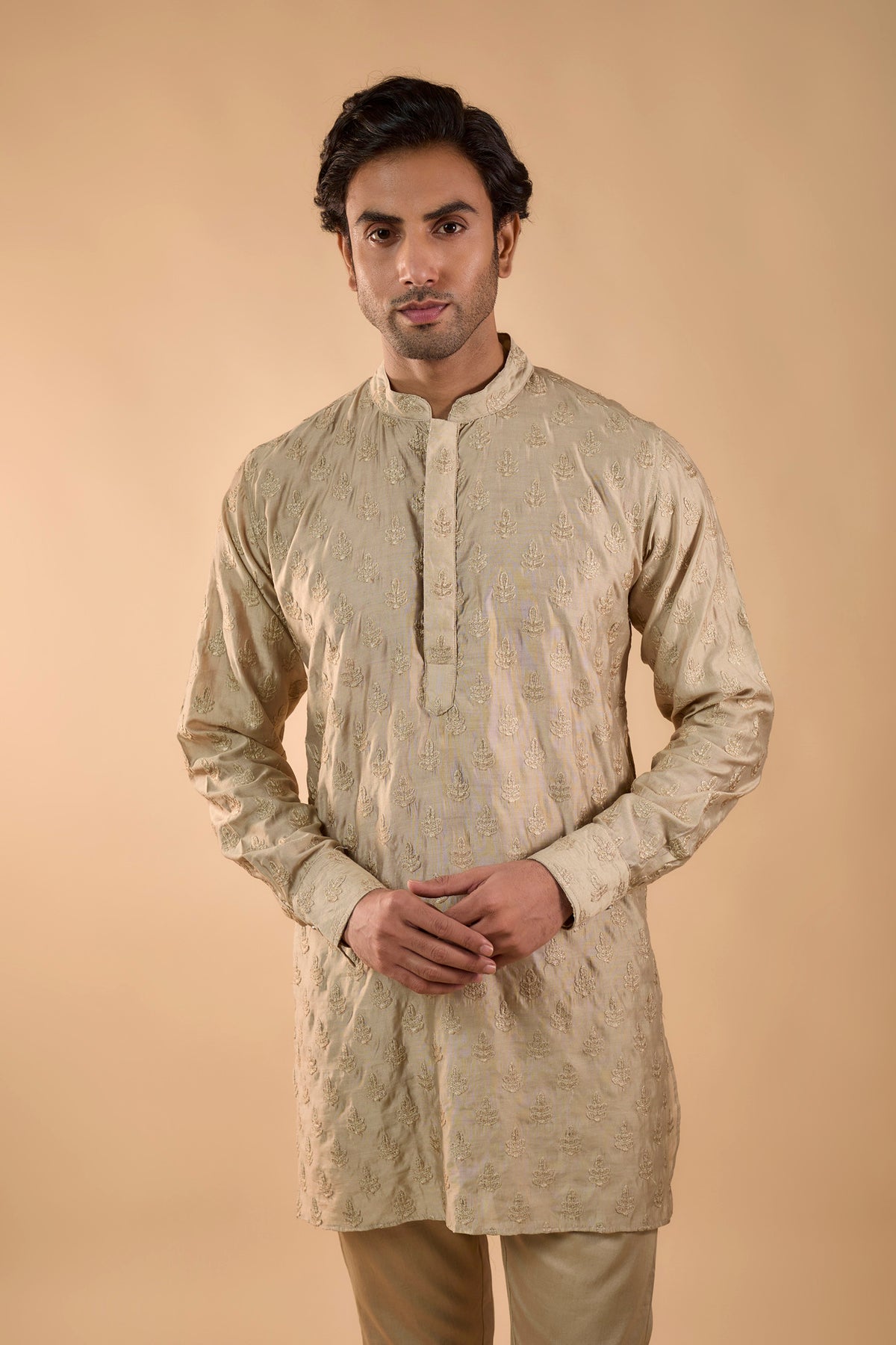 Beige Embroidered Kurta Set