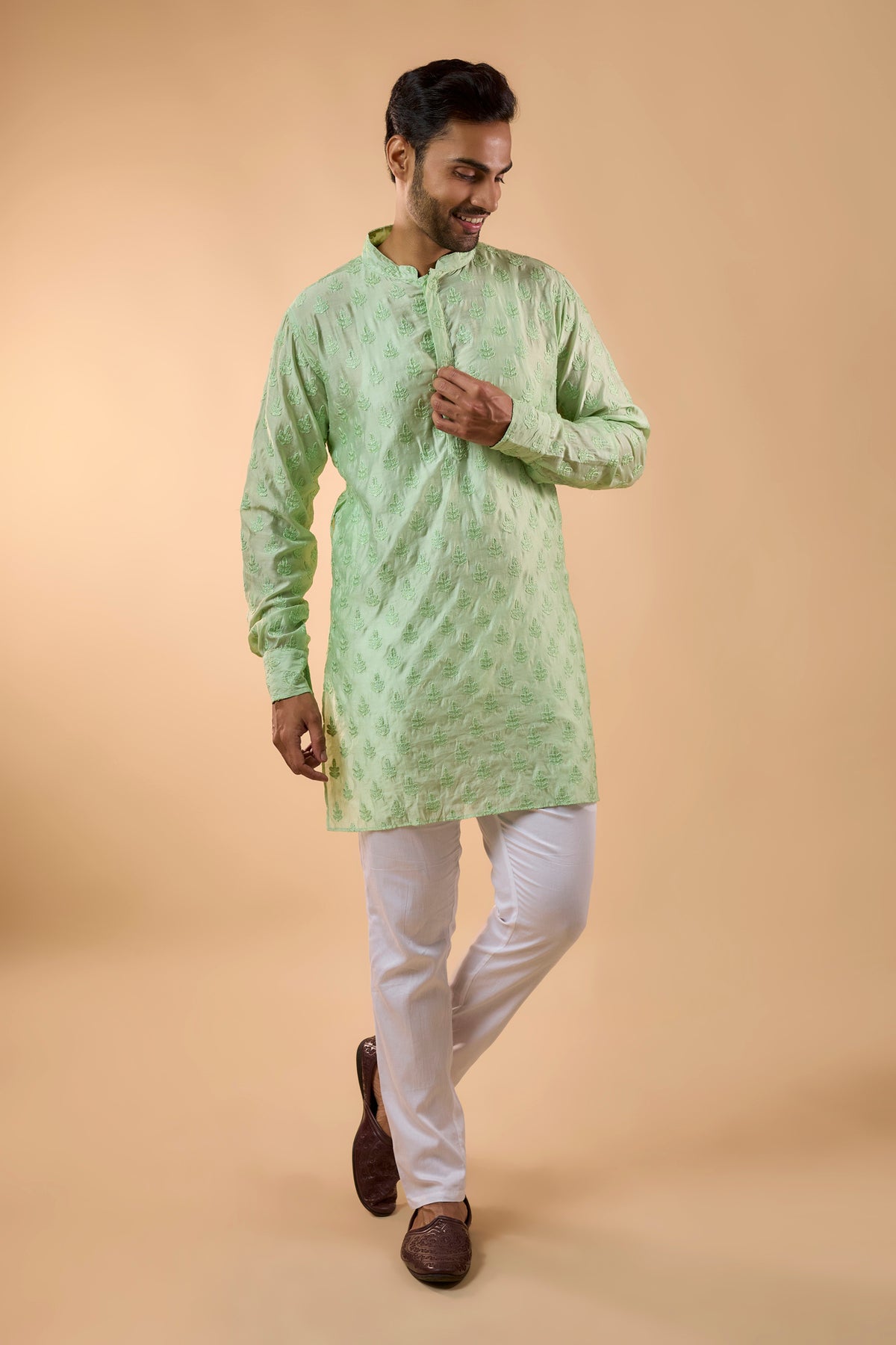 Mint Green Embroidered Kurta Set