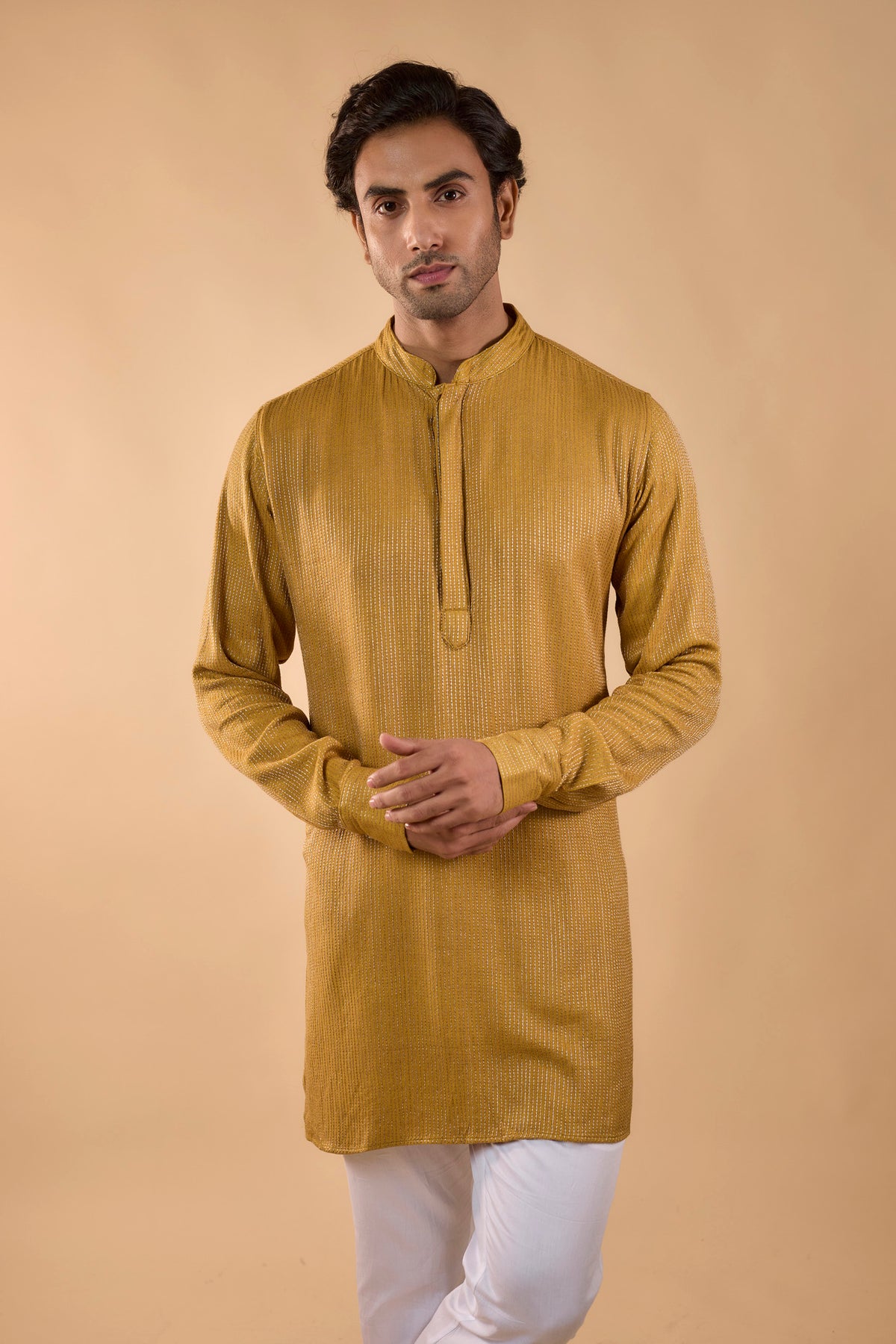 Mustard Yellow Embroidered Kurta Set