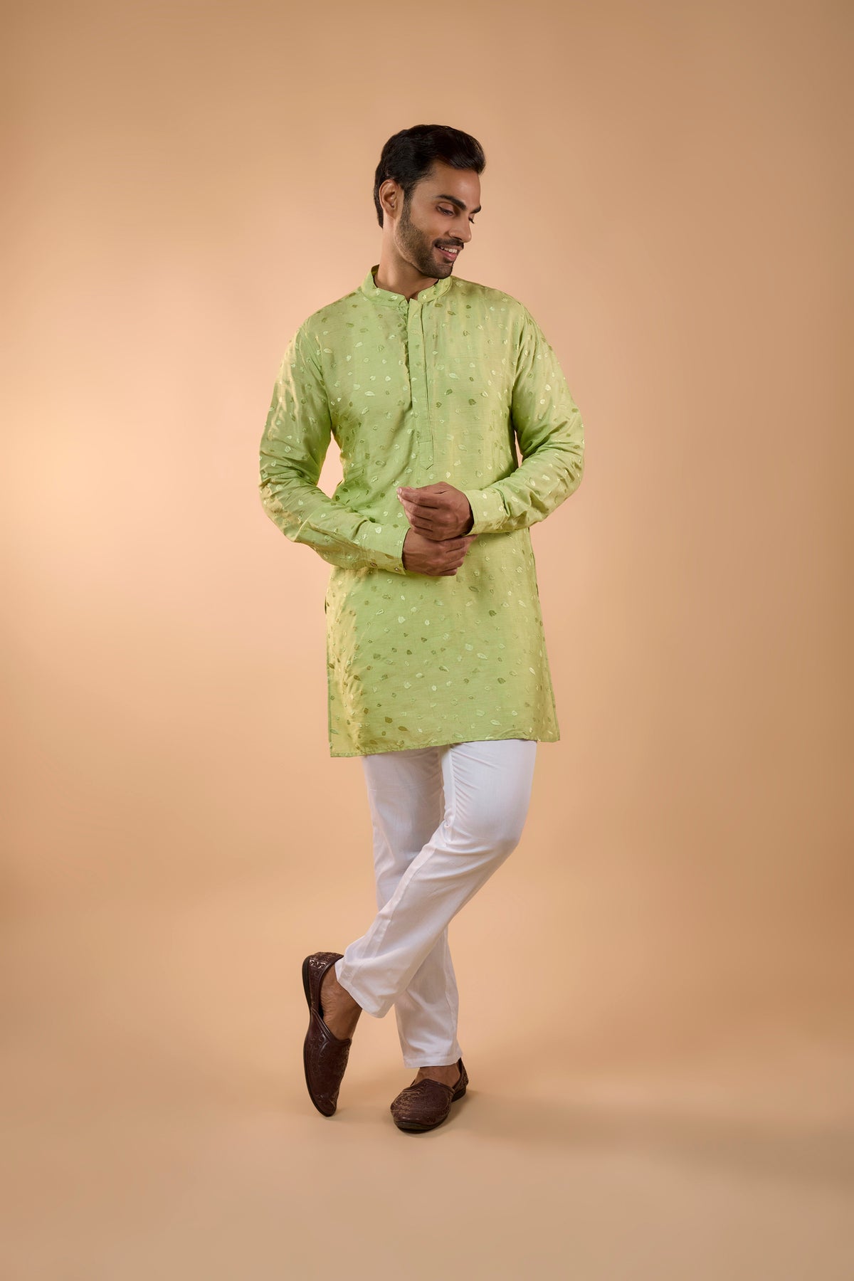 Mint Green Machine Embroidered Kurta Set