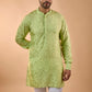 Mint Green Machine Embroidered Kurta Set