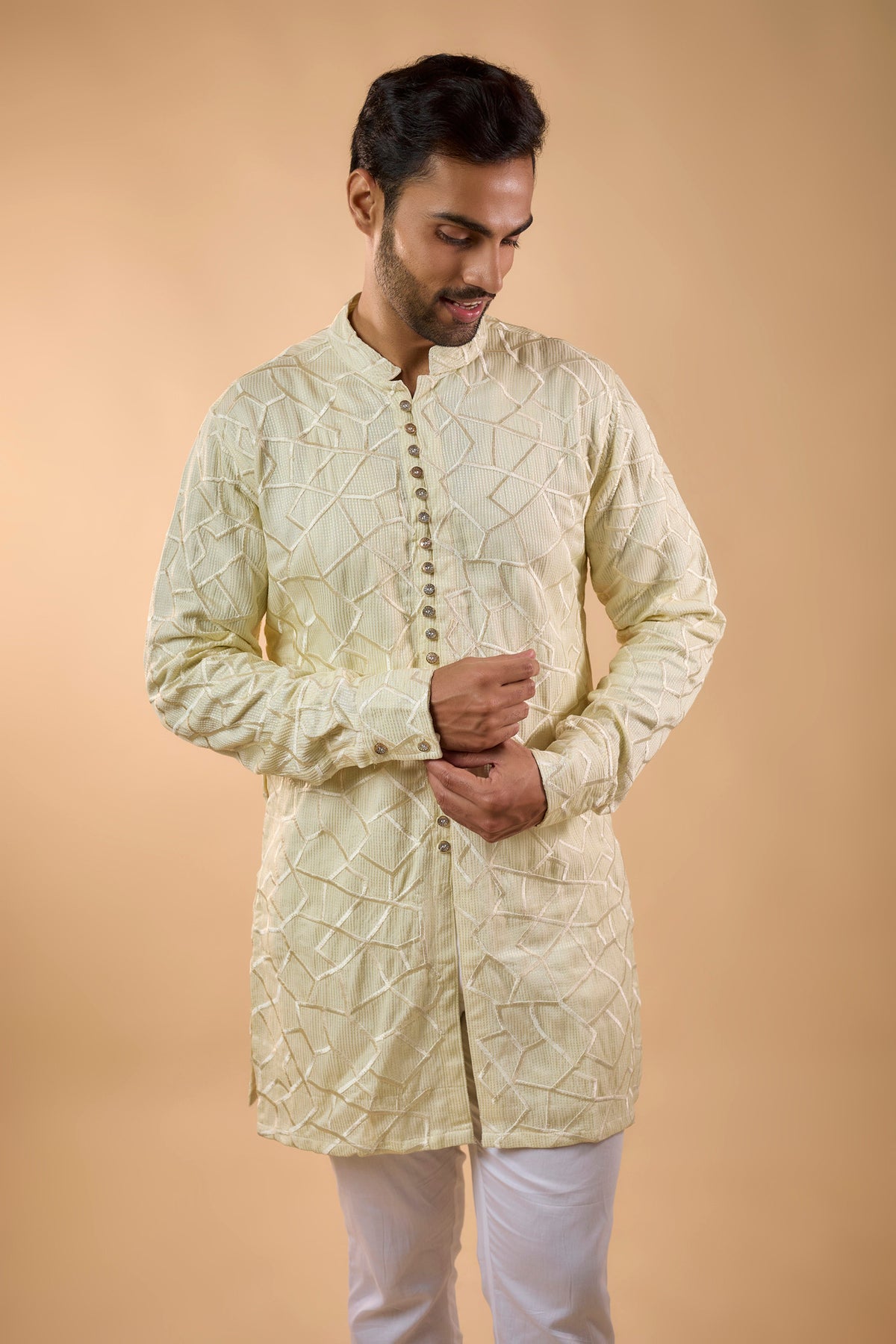 Ivory Embroidered Short Kurta Set