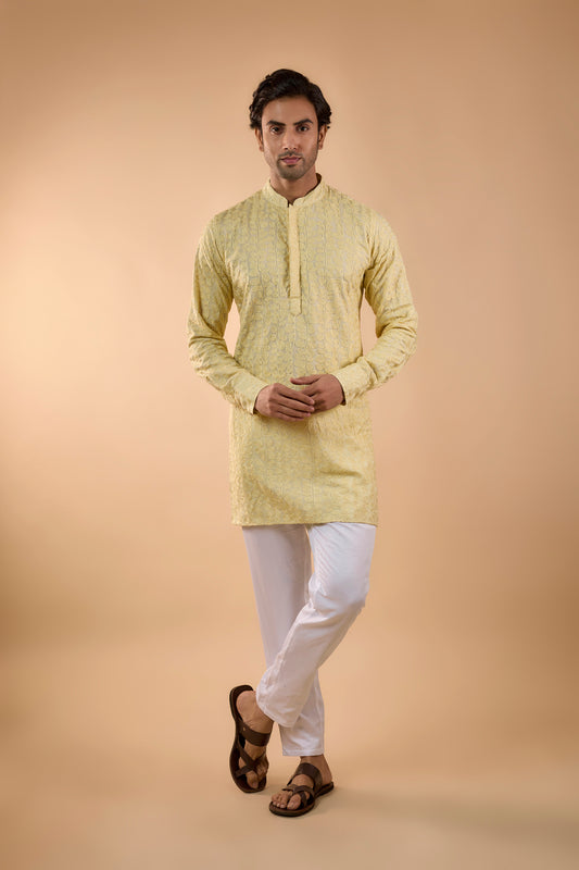 Yellow Embroidered Kurta Set - Spring Break