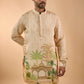 Beige Placement Print Kurta Set