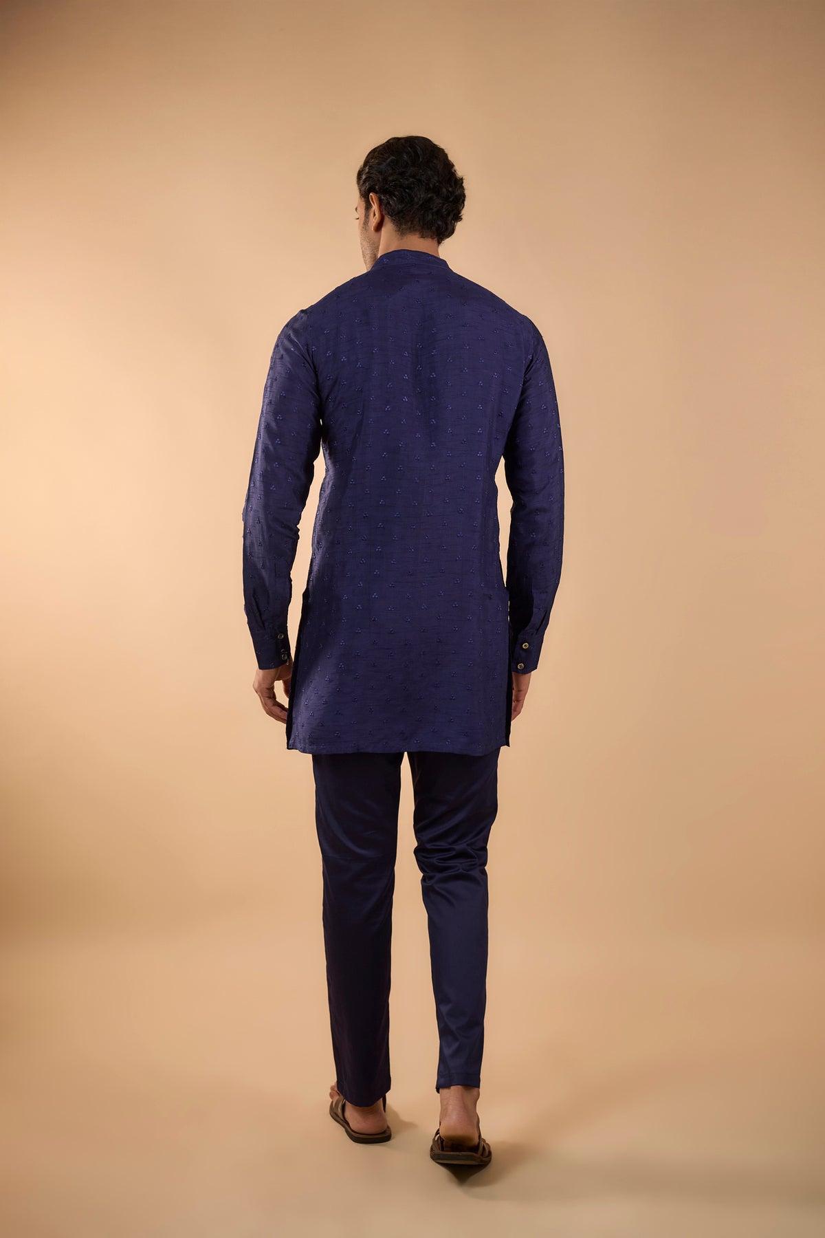 Navy Embroidered Short Kurta Set