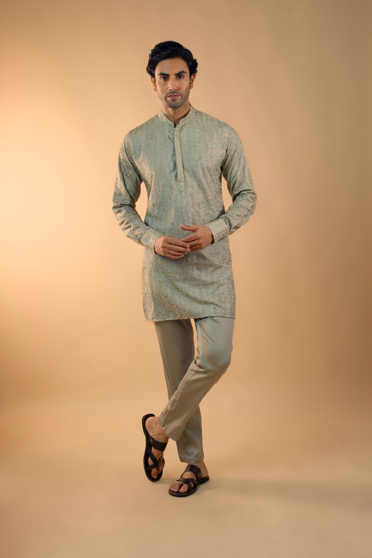 Sage Green Embroidered Kurta Set