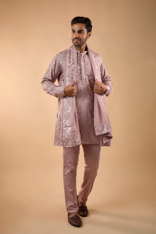 Pink Embroidered Kurta with Dupatta Set - Spring Break