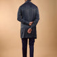 Navy Embroidered Kurta with Dupatta Set