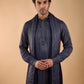 Navy Embroidered Kurta with Dupatta Set