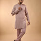 Pink Blended Silk Embroidered Kurta Set