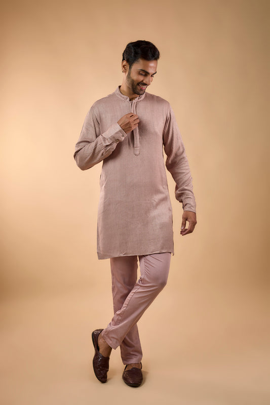 Pink Blended Silk Embroidered Kurta Set - Spring Break