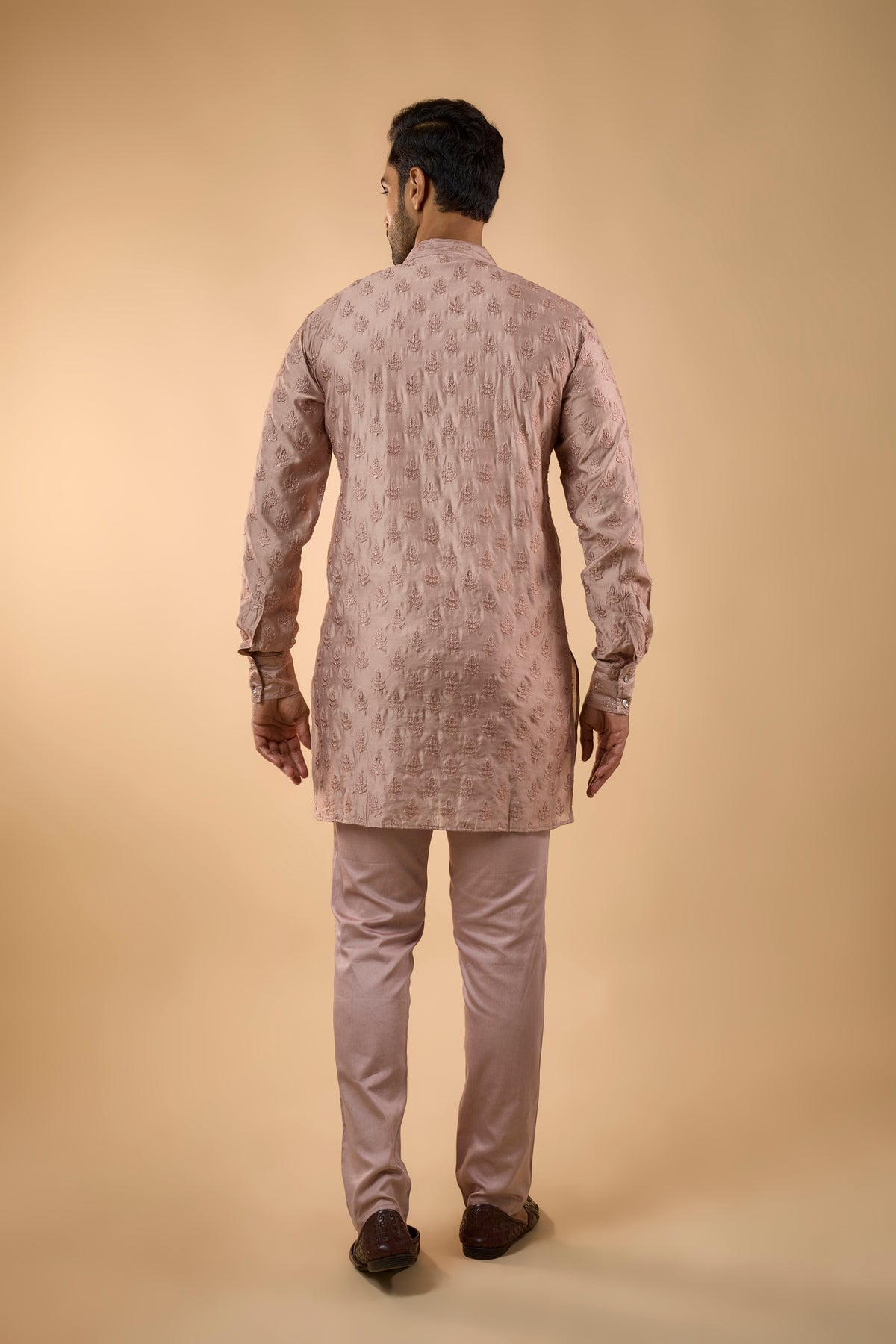 Pink Motif Embroidered Kurta Set