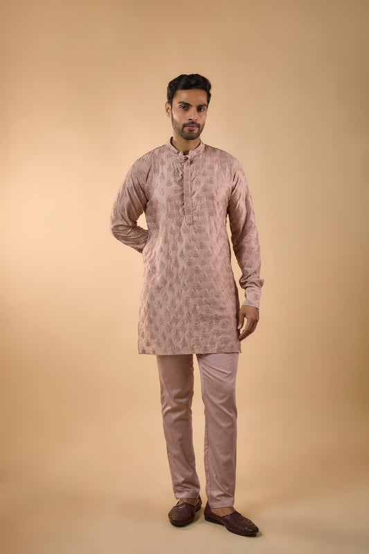 Pink Motif Embroidered Kurta Set - Spring Break