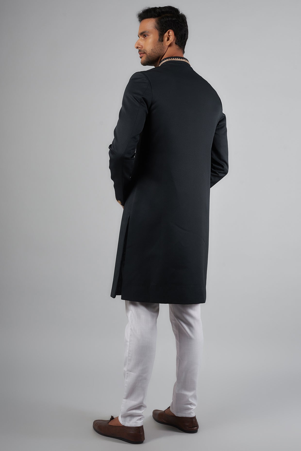 Dark Navy Jacquard Sherwani Set - Spring Break