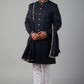 Dark Navy Embroidered Sherwani Set