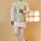 Blue Botanical Print Jacket Kurta Set