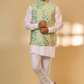 Green Botanical Print Jacket Kurta Set
