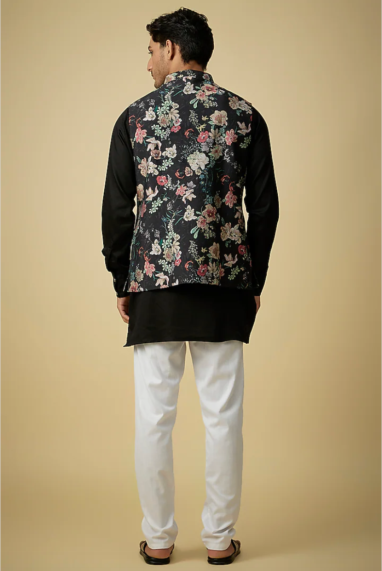 Floral Digital Print Jacket Kurta Set