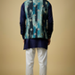 Navy Digital Print Jacket Kurta Set