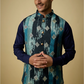 Navy Digital Print Jacket Kurta Set
