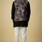 Black Tropical Print Jacket Kurta Set