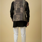 Black & Gold Paisley Print Jacket Kurta Set