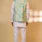 Blue Botanical Print Jacket Kurta Set