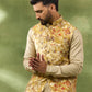 Yellow Botanical Print Jacket Kurta Set