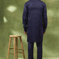 Navy Floral Jacquard Jacket Kurta Set