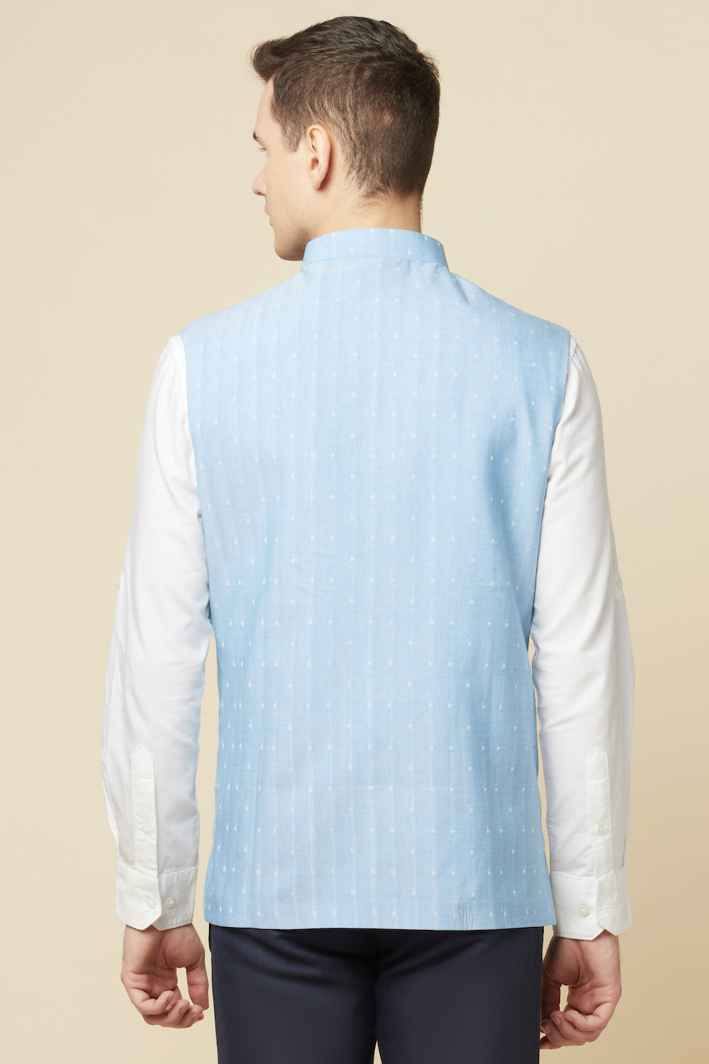 Sky Blue Embroidered Bundi Jacket - Spring Break