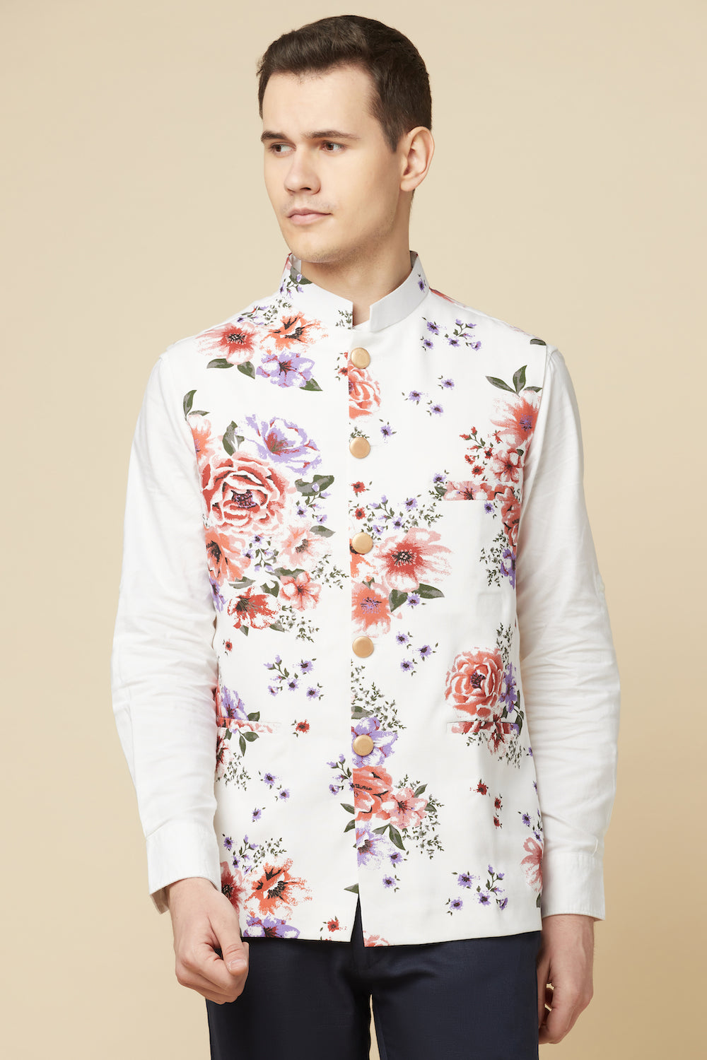 Floral Digital Print Bundi Jacket - Spring Break