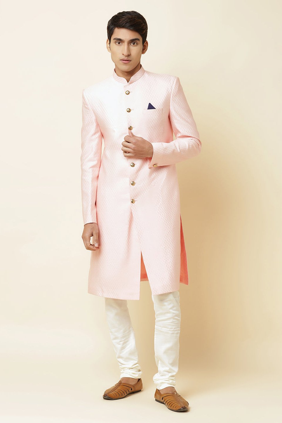 Pink Textured Sherwani Set - Spring Break