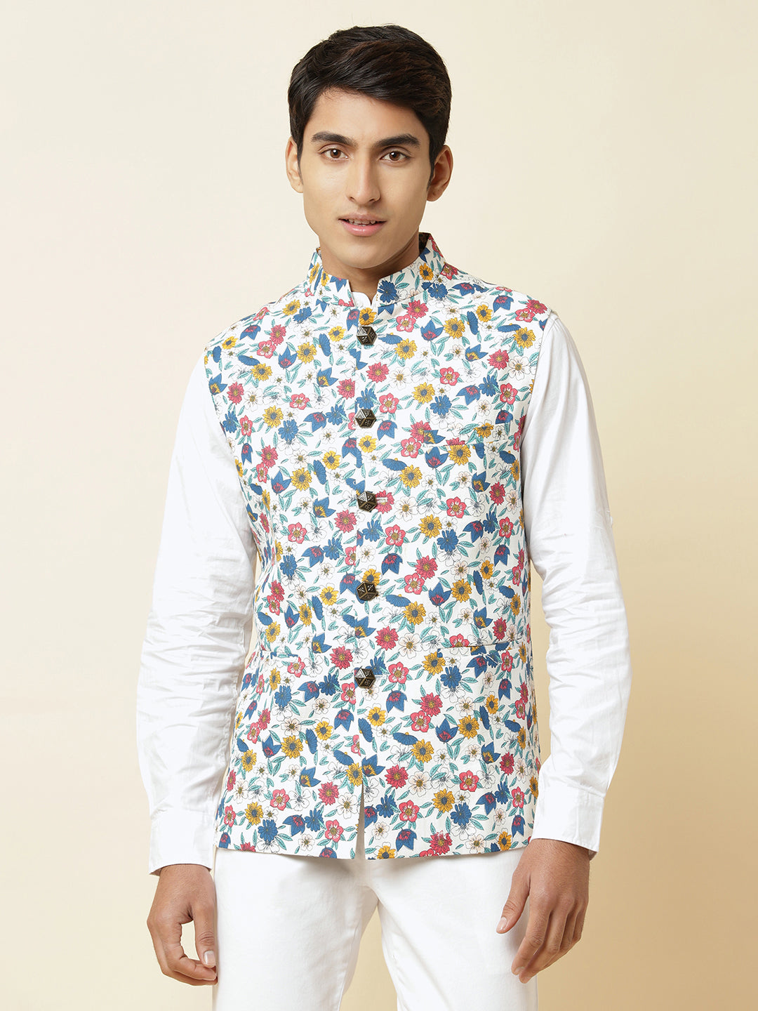 Multi-Colour Floral Print Bundi Jacket - Spring Break