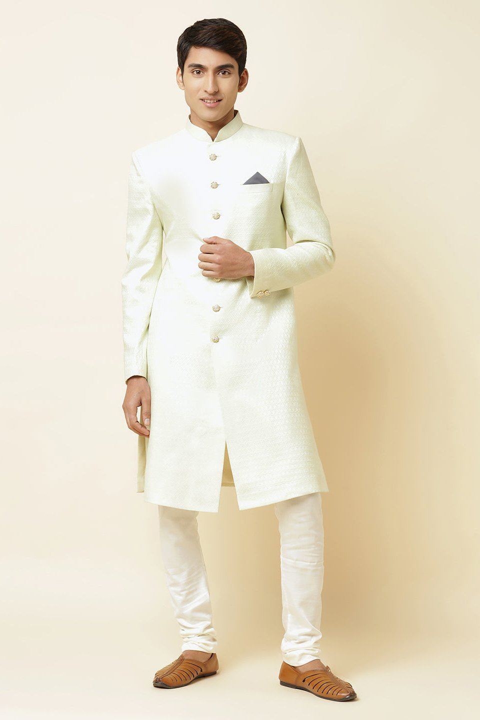 Mint Green Textured Sherwani Set - Spring Break