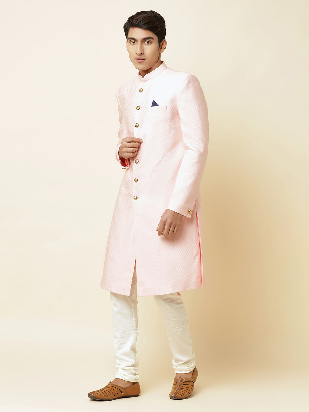 Pink Textured Sherwani Set - Spring Break