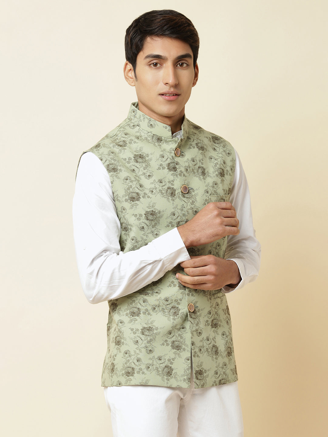 Green Floral Print Bundi Jacket - Spring Break