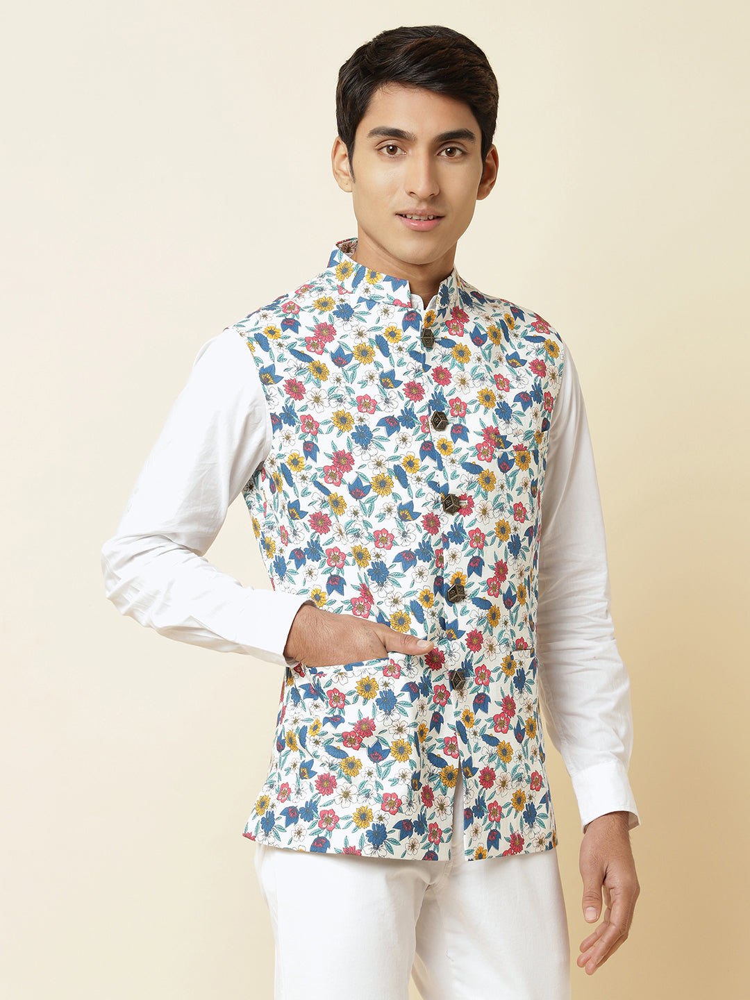 Multi-Colour Floral Print Bundi Jacket - Spring Break