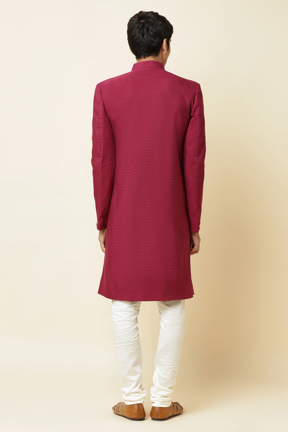 Burgundy Textured Sherwani Set - Spring Break