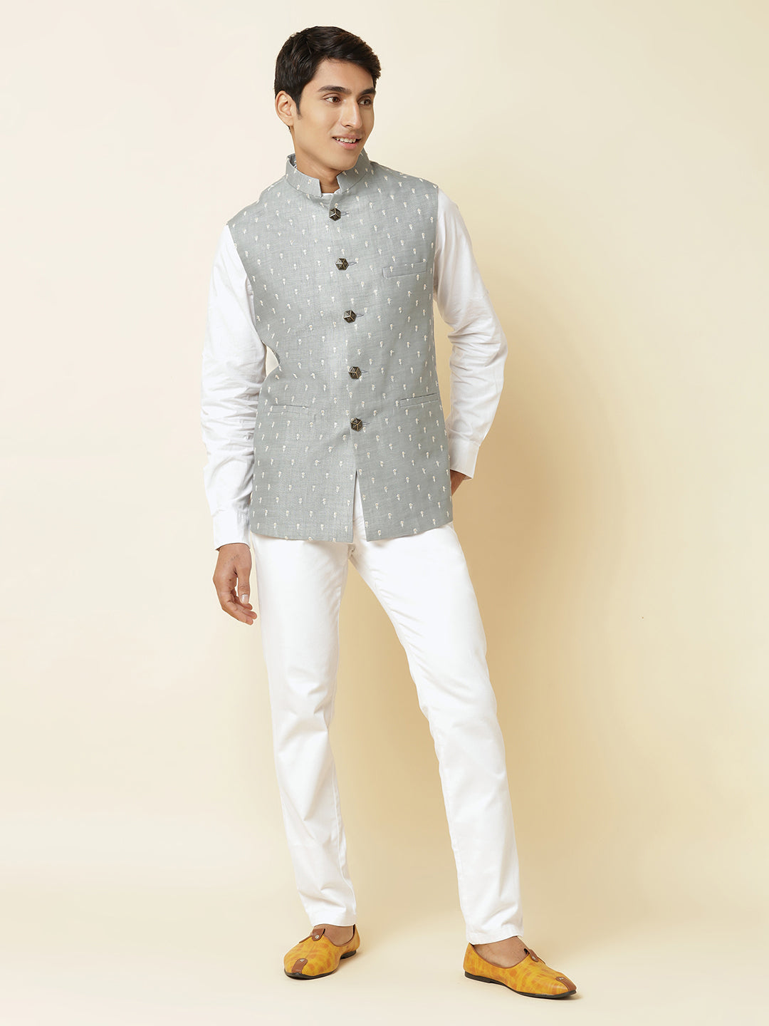 Grey Embroidered Bundi Jacket - Spring Break