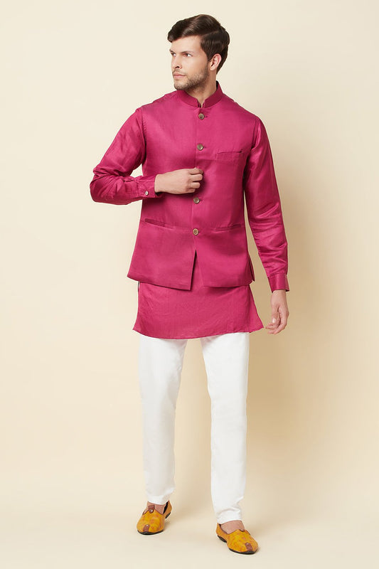 Pink Bundi Jacket with Kurta Set - Spring Break