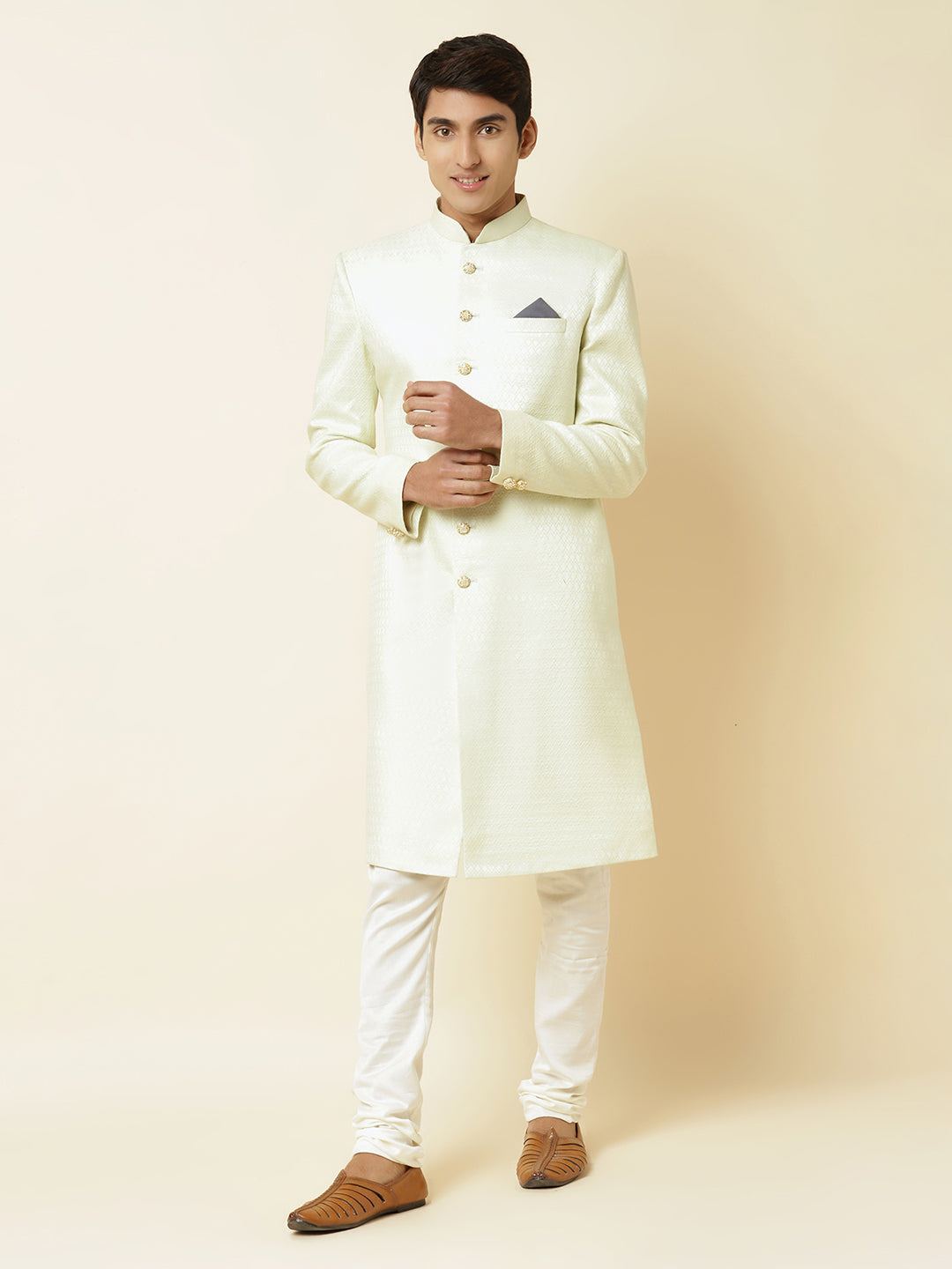 Mint Green Textured Sherwani Set - Spring Break
